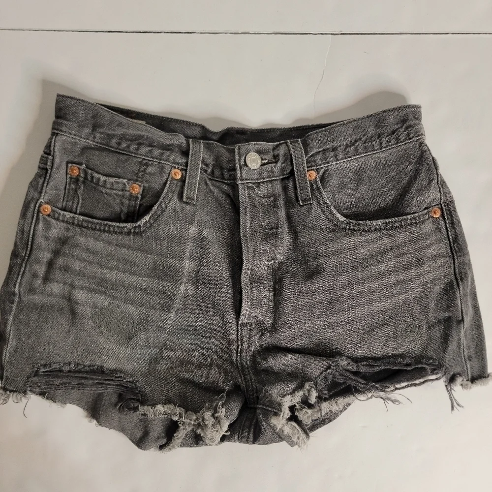 Levi's 501 Denim Shorts Sz 28 Cut-Off Gray Button Fly